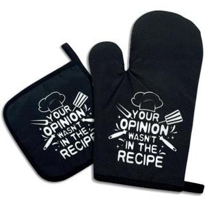 Your Opinion was Not in The Recipe,Funny Oven Mitts and Pot Holders,Silicone Non-Slip Oven Mitts,Chef Gift,Housewarming Gift Ideas,Cooking Baking BBQ Gifts