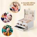 coobest 3 Layer Jewelry Box, Lockable Jewelry Holder Organizer with Jewelry Drawer, Large Jewelry Boxes & Organizer with Velvet Earring Storage, Unique Gifts for Women Mom