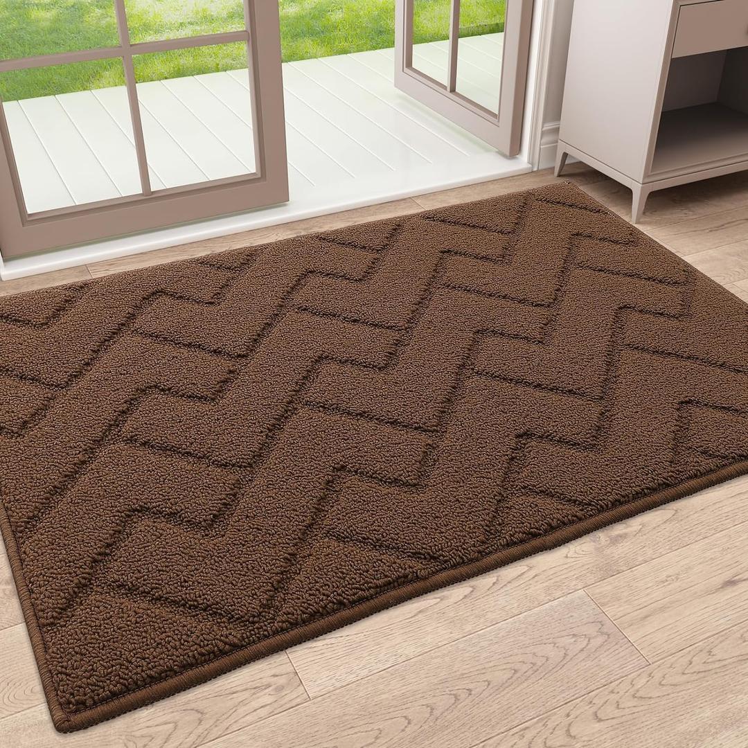 OLANLY 32x20 Indoor Door Mat - Traps Dirt and Moisture, Non-Slip Rubber Backing Doormat, Easy to Clean and Washable, Low-Profile Design for Entryways, Coffee