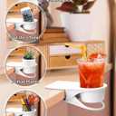 3PCS Drinking Cup Holder Clip, Kalolary Chair Desk Bottle Cup Stand DIY Glass Clamp Storage Saucer Clip for Potted Plant Beverage Soda Coffee Mug Holder Clip for Home & Office (White)