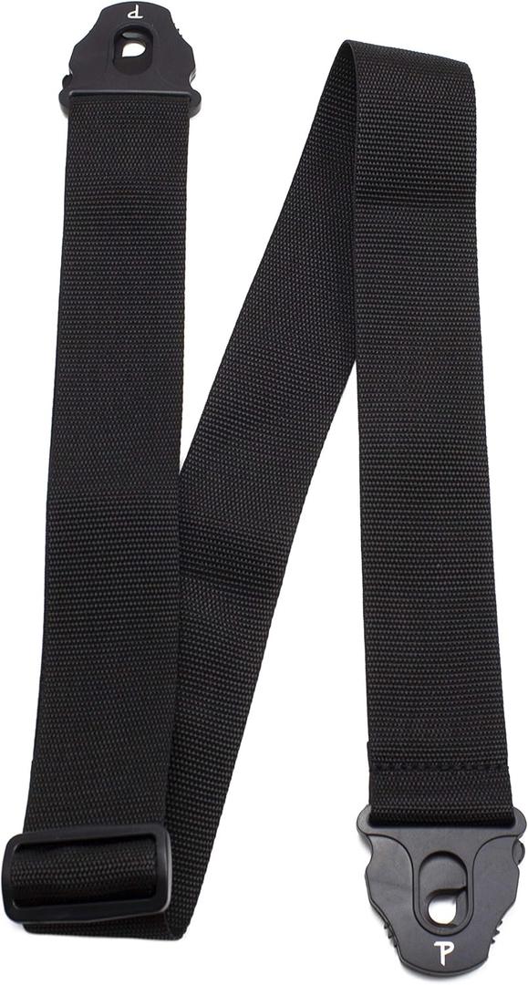 Perri's Leathers Ltd. - Nylon Guitar Strap with Lock Ends - Adjustable Guitar Strap from 39" to 58" for Electric, Acoustic, Bass Guitar - Black (NWSPL-7157)