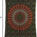 Bless International Handmade Indian hippie Bohemian Psychedelic Peacock Mandala Wall hanging College Dorm Beach Throws Table Cloth Bedding Tapestry (Golden Green, Poster(30x40Inches)(76x101cms))