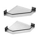 IBOFYY Acrylic Bathroom Corner Organizer - Set of 2, Corner Shelves for Vanity, Kitchen, Laundry, Dorm Room, for Storage/ Room Decor (Black)