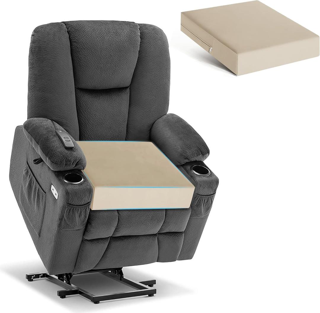 Tromlycs Recliner Cushions for Elderly Long Sitting Gel Memory Foam Cushion for Recliner 20 x 20 x 5 Inch Khaki