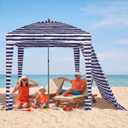 OLIXIS 6'x6' Beach Cabana Tent Sun Shelter UPF 50+ Easy Setup Cool Canopy Tent Sun Shade with Side Wall, Wind Resistant Beach Cabana for Whole Family