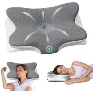 Cervical Pillow for Neck Pain Relief - Ergonomic Memory Foam Pillow with Arm Rest Slot & Cotton Pillowcase, Dual-Height Orthopedic Support Contour Pillow for Side, Back, Stomach Sleepers