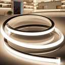 VOEWT LED Strip Lights Neutral White 4000K,16.4ft 110-120V Neon Rope Lights,Flexible Silicone Outdoor Waterproof Neon Strip Lights for Bedroom,Mirror,Kitchen Cabinet, Living Room,Halloween Decor