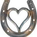 BESTOYARD Heart Shaped Horseshoe Wall Decor | Rustic Western Wall Hanging Sculpture in Black Resin | Farmhouse Equestrian Home Decor & Good Luck Housewarming