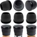 Ezprotekt Chair Sliders for Carpet, 8 Pcs Round Chair Glides for Carpet, Carpet Furniture Sliders Pads, Carpet Stool Leg Protectors Caps, Furniture Glides Quickly Black (XL Fit: 1-2/5" to 1-13/20")
