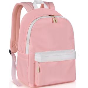 School Backpack for Girls and Boys, Preppy Backpack College Bookbag Middle High School Bag, Lightweight Laptop Backpacks for Travel Work Daypack-Pink