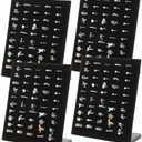 4 Pcs Black Velvet Ring Display Stand, 50 Slots L-Shaped Jewelry Organizer Tray for Selling Earrings Rings Retail Home Counter