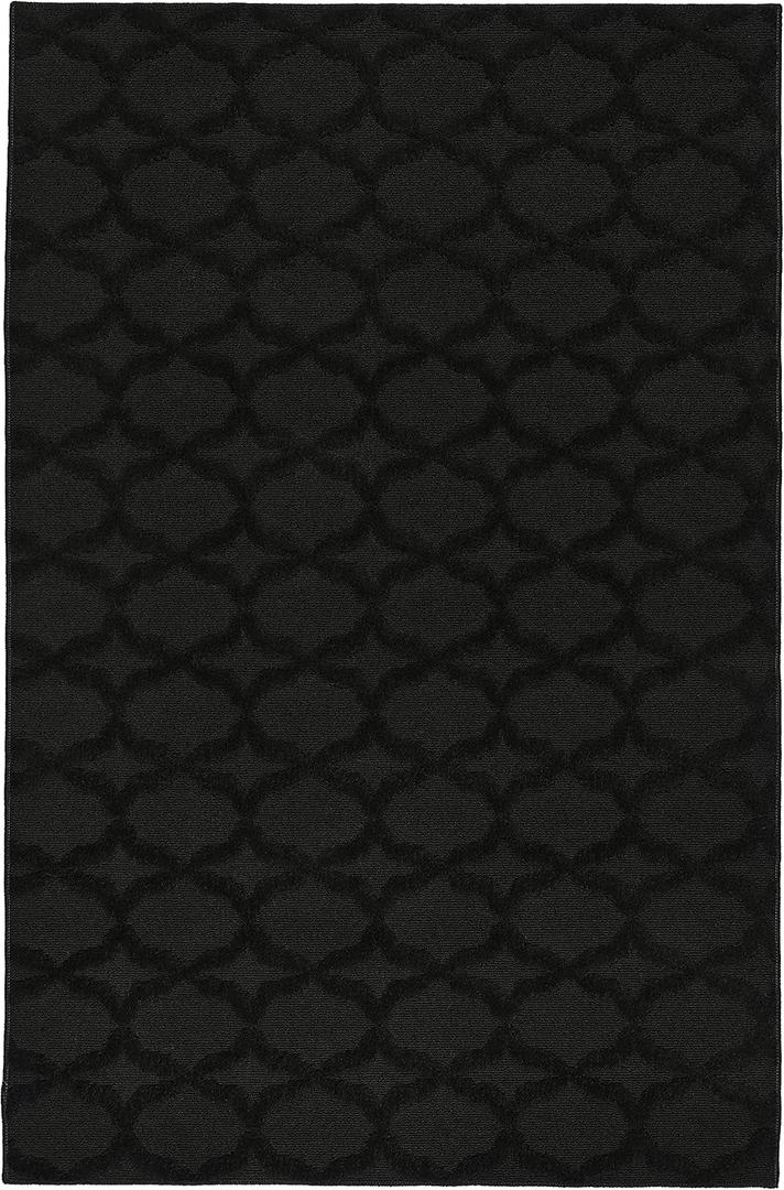 Garland Rug Sparta Non Slip Polypropylene 4 Ft. X 6 Ft. Black Area Rug- Ideal for Living Rooms & Hallways, Stylish & Durable for High-Traffic Areas