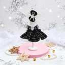 2 x Elegant Black-and-White Dress for 15cm/17cm Dolls - Strap Gown with Heart Pearl Necklace & Bow Headband/Fashion Doll Clothes Set, Accessories for Girl Doll/Perfect for Collectors, Gifts