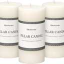 3x6 Inch White Pillar Candles - Set of 3, Hand-Poured Unscented, Long Burning, Smokeless Dripless for Dinner Table, Wedding, Home, Bathroom, Rustic Decor