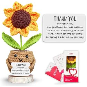 Gossby Positive Sunflower Doll Crochet with Card - Thank You for Listening - Appreciation Gift for Coworker, Best Friend - Christmas, Birthday, Thank You Gift for Women, Men - Crochet Plant Decor