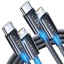 LISEN 2-Pack USB C to Micro USB Cable 3.3FT Nylon Braided, Micro USB Cable PS4 Controller Charger, 2.4A Charging&480Mbps Data Transmission, for Type C Wall Chargers/PS4/Xbox One/Old Kindle/Android