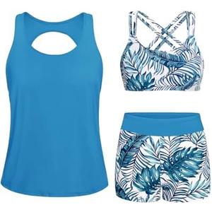 Yonique Tankini Swimsuits for Women Tummy Control Bathing Suits Two Piece Tankini Tops with Bikini Bottoms Twist Swimwear