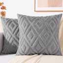 decorUhome Spring Couch Throw Pillow Covers 20x20 Set of 2, Decorative Soft Plush Faux Fur Wool Accent Pillow Covers for Modern Farmhouse Bed Sofa Living Room, Grey