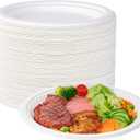 ECOLipak 100% Compostable 10 Inch Heavy Duty Paper Plates, 150 Pack Disposable Biodegradable Eco-friendly Sugarcane Bagasse Plates for Dinner Party(White)