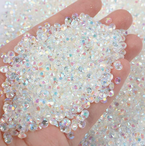 White Jelly Rhinestones for Bedazzling, 2-6 mm Flatback Gems for Crafts Clothing Clothes Tumblers Shoes Nails