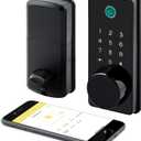 LOCKSTAR Smart Door Lock  Keyless Entry Deadbolt Door Lock  Multiple Entry Methods  APP  Fingerprint Touch ID  Keypad Code  Card FOB  Traditional Key  Smart Home Devices (Black)