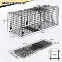 Humane Large Animal Trap Black 51.2 x 17.7 x 19.7 inch, Easy to Set & Release Animal Trap Cage, Collapsible Live Traps for Dogs, Raccoons, Foxes, Coyotes