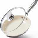 8.5 Inch Ceramic Nonstick Frying Pan with lid Skillet - PFAS-Free, Non-Toxic, Oven Safe & Induction Ready, Aluminum Cookware with Stainless Steel Handle