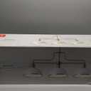 GLOBE Electric 60885 3-Light Linear Chandelier, Matte White, Brass Accents, Adjustable Hanging Height, Sloped or Vaulted Ceiling, Modern Dimmable Lighting for Kitchen Island or Dining Room