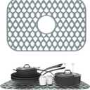 Sink Protectors for Kitchen Sink 13x11 &16x12 & 18x16 & 19x14 & 21x16 & 22x13 & 24x13 & 25x16 & 26x14 & 28x14 & 30x16, Silicone Sink Mat Grid (19"x13", Center Drain) (Gray)
