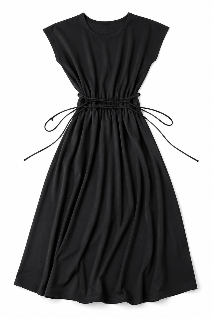 Women's Black Silk Wrap Dress, Size Large