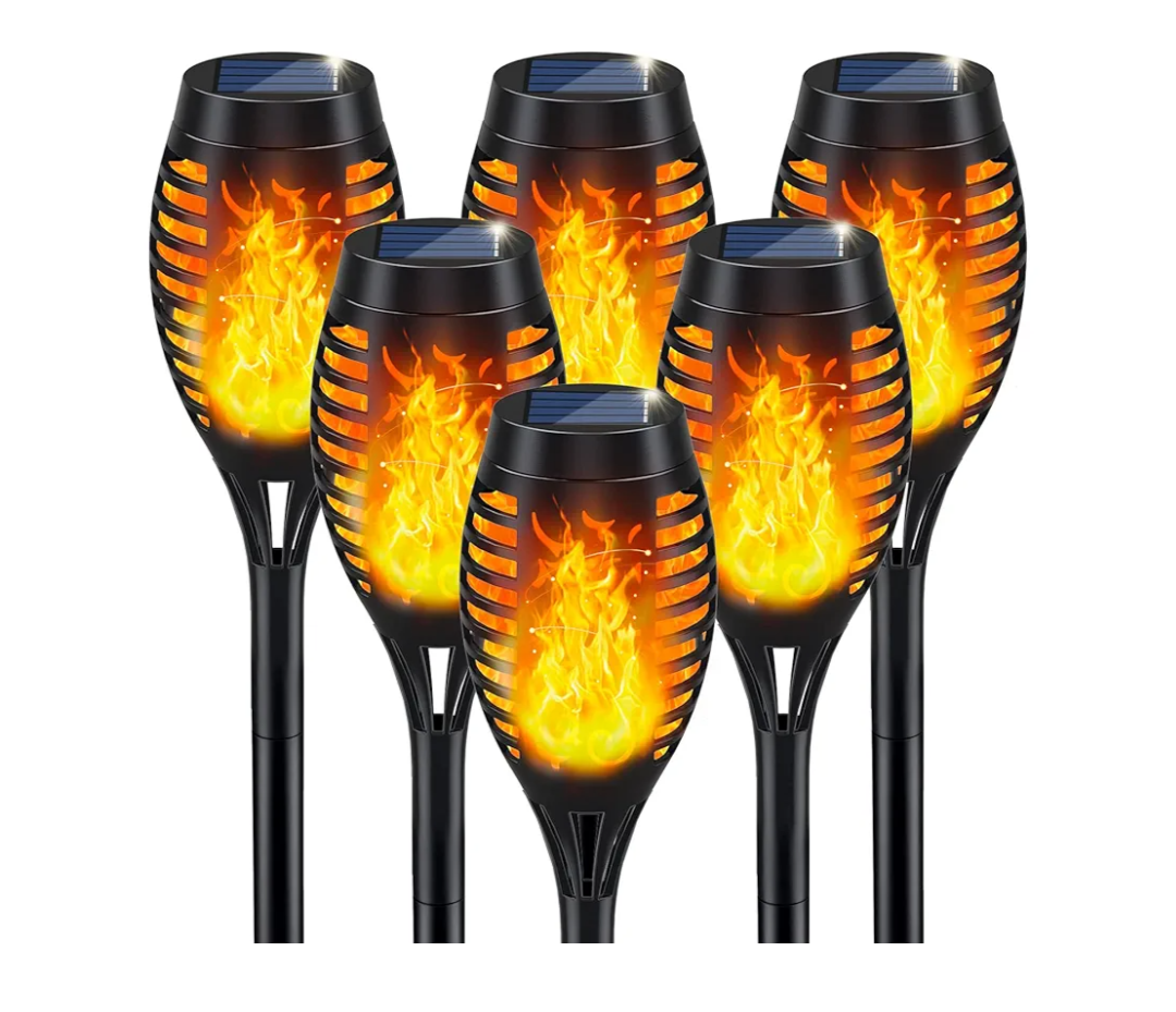 IkeeRuic Solar Lights Outdoor, Solar Torch Light with Flickering Flame for Halloween Decor, Solar Garden Lights, Waterproof Outdoor Lighting, Flame Torches for Outside Patio Pathway Yard Decorations