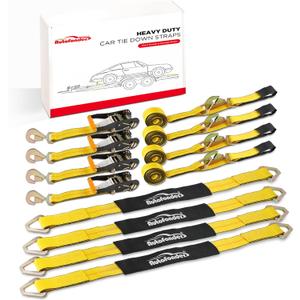 Heavy Duty Car Tie Down Straps for Trailers Kit  4 Pack 2"x120" Ratchet Straps + 2"x36" Axle Strap  10,000lb Break Strength Tire Straps for Trailers, Trucks, UTVs & Cargo  Snap Hooks
