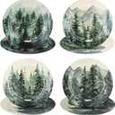 8 Pcs Christmas Melamine Salad Plates Winter Melamine Dessert Plates Assorted Designs Christmas Dishes Dinnerware Set for Xmas Birthday Party Gift Appetizer(8 Inch, Green Tree)