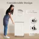 Slim Laundry Hamper with Lid, 50L Plastic Tall Laundry Basket with Wheels, Compact Size for Narrow Space, Rolling Laundry Cart with Handle for Easy Transport to Laundry Room-Milky White