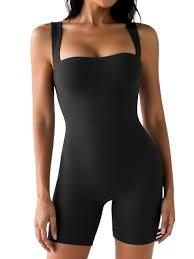 Sunzel Athletic Romper for Women Workout Tank Top Bodysuit One Piece Buttery Soft Jumpsuit Scrunch Shorts Yoga Gym Outfit, Size Small