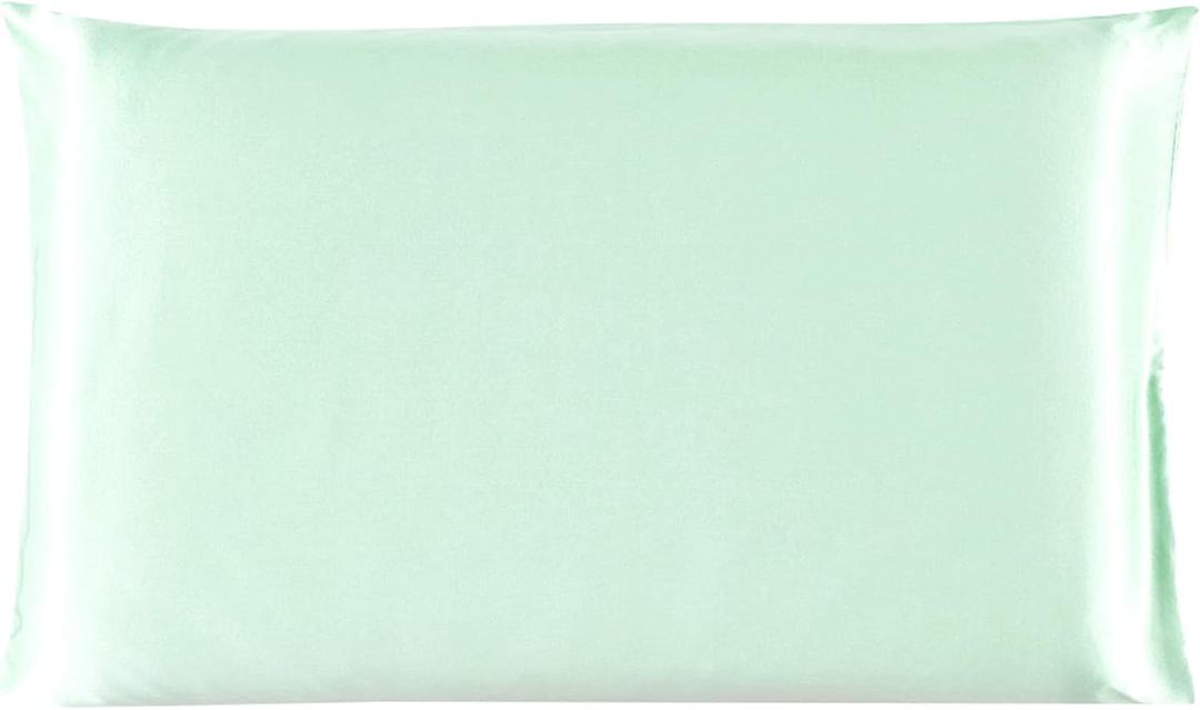 uxcell 1 Pack 100% Charmeuse Pure Silk Pillowcase for Hair and Skin, 350TC 19 Momme Soft Breathable Pillow Case with Hidden Zipper, Light Green Silk Pillowcase Travel (14x20inch)