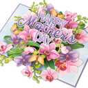 Mothers Day Pop Up Cards, Happy Mother's day, Orchid, Butterfly, 3D Greeting Cards, Gift for Mom, Godmother, Stepmom, Sister, Mother in law, Wife, 5x7 - Includes Envelope And Message Note