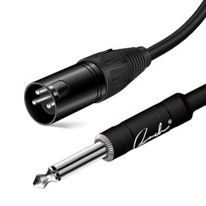 Ranch 10ft Male XLR to 1/4 TS Mono Jack Microphone Cable Quarter Inch to XLR Male Unbalanced Interconnect Cable - Black