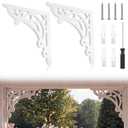 2 Pcs Large Wood Porch Corbels for Doorway 12" W x 0.6" D x 12" H Wooden Shelf Brackets Countertops Decorative Corbel Vintage Porch Corbels Decor for Doorway Outdoor Cabinet Floating Shelf