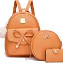 I IHAYNER Girls Bowknot 3-Pieces Fahsion Leather Backpack Backpack Purse for Women Rucksack for Ladies Shoulder Bag