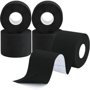 5 Rolls Kinesiology Tape 1.5inch x 16.4feet Waterproof Breathable Athletic Tape 5 Colors Uncut Kinetic Tape, Cotton Elastic Muscle Tape for Knee Wrists Ankle SportsBlack)