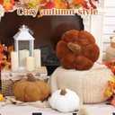 Wonderjune 3 Pcs Pumpkin Pillows Modern Fall Home Decorative Plush 3D Pumpkin Shaped Pillows Rustic Farmhouse Cushion for Halloween Thanksgiving Autumn Home Sofa Couch Bed Decor Gift(Maillard Color)