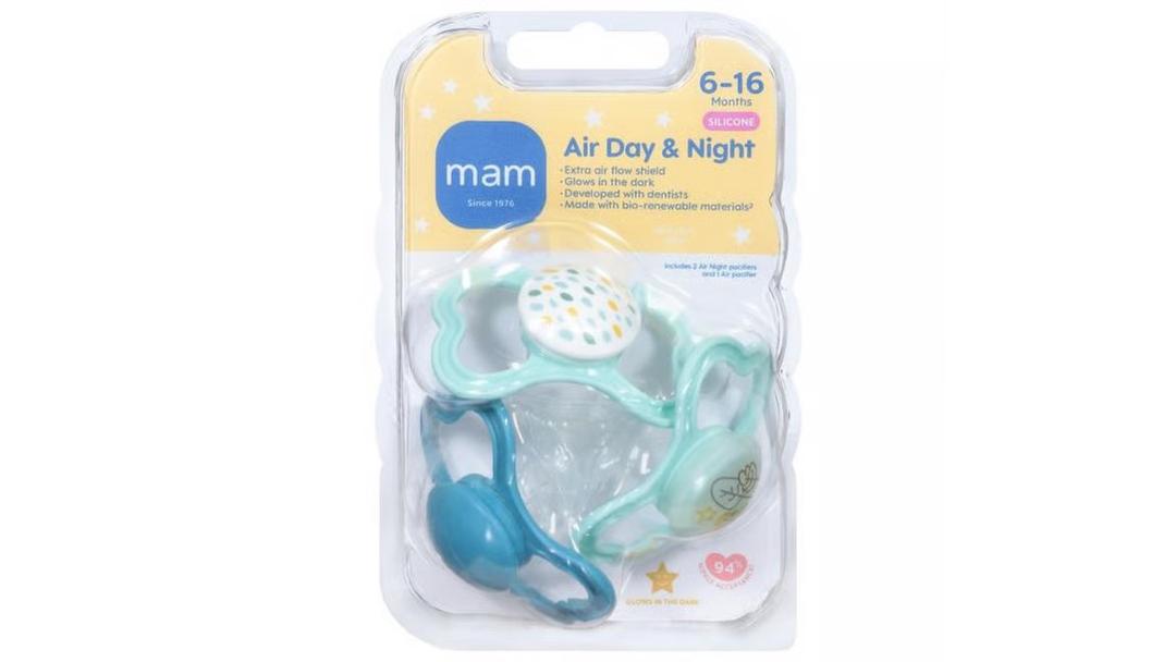 MAM 6 to 16 Months Silicone Air Day & Night 3 Piece Pacifier Set