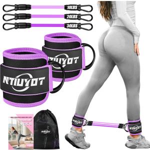 Ankle Resistance Bands with Cuffs, Workout Sets for Women, Resistance Bands for Working Out, Exercise Band for Leg Booty, Home Gym Workout Equipment, Ankle Weights Fitness Band Set (Purple)