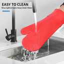 Silicone Oven Mitt Set 7"x14", Extra Long Oven Mitts Heat Resistant Non-Slip Quilted Liner Kitch Oven Gloves for BBQ, Baking, Cooking, Beige