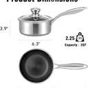 AuFranc™ Hybrid Nonstick 2 Quart Stainless Steel Saucepan with Glass Lid, Induction Sauce Pan with Honeycomb Carving, Non-stick Sauce Pot Compatible with All Cooktops, Dishwasher Safe, Non-Toxic