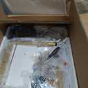 Modern Nightstand with Charging Station and LED Lights, White Bedside Table with Drawer, Fluted Side Table for Living Room, Bedroom