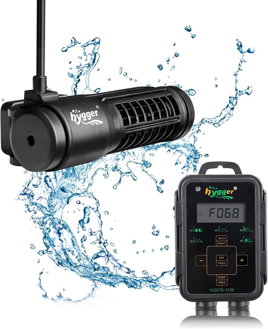 hygger Aquarium Wave Maker 1321 GPH 12W, Adjustable Cross Flow Pump with LED Display Controller, Magnetic DC 24V Aquarium Powerhead for Freshwater and Marine Reef Aquariums Up to 60 Gallon