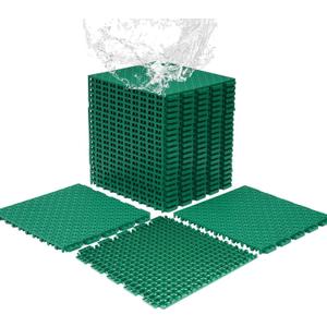 jxgzyy 24 PCS Basketball Court Tiles, 5/8 Inch Thick Modular Interlocking Outdoor Floor Tiles Over Grass, Non Slip PP Drainage Mat for Tennis Court Drain Deck Pool Patio Shower Garage Balcony