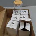 Empty Spice Jars with Label Pack (6x Bamboo Lid Glass Jar). Small 6oz Spice Storage Bottles with 112 Printed Stickers and 48 Writable Pantry Labels for Seasoning Containers